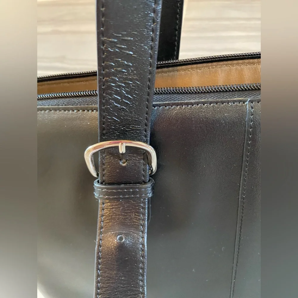 Jack Georges Black Italian Leather Milano Women’s Briefcase Tote Bag